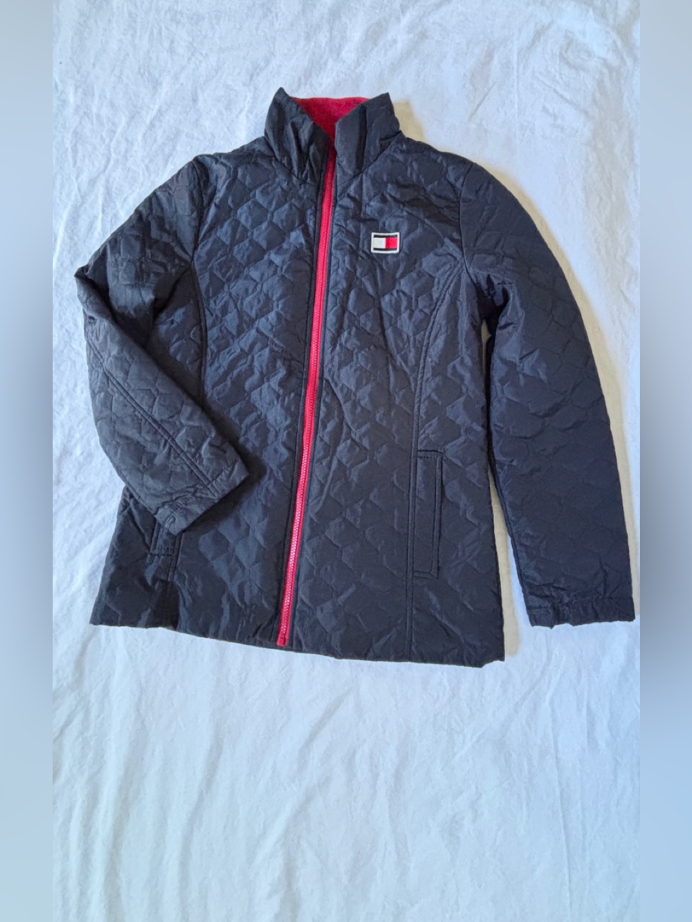 Tommy Hilfiger Womens S 3 In 1 All Weather Hooded Jacket Coat Red Navy - Picture 14 of 16
